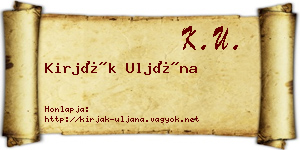 Kirják Uljána névjegykártya
